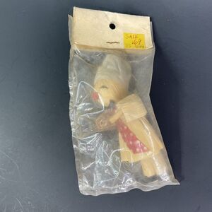 VTG Corn Husk Doll Ornament?  Baker Man Chefs Hat Polka Dot Sash‎ Folk Art Mini
